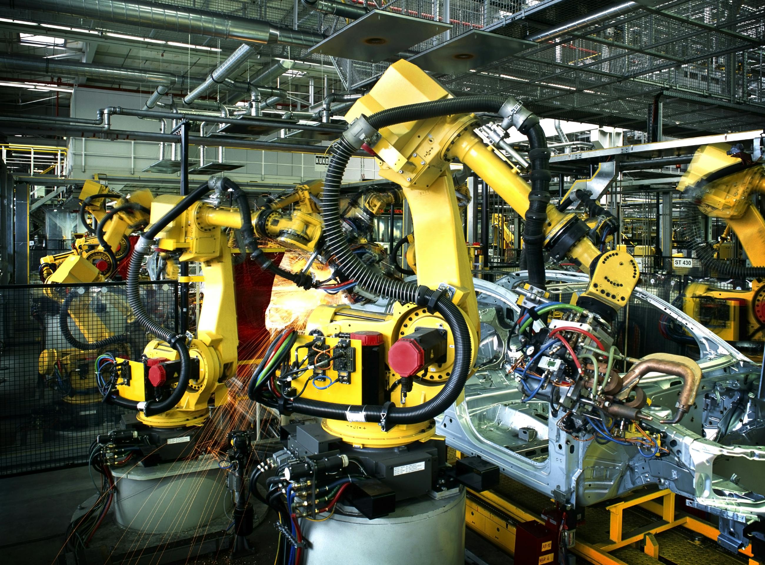 Industrial robots in automotive manufacturing