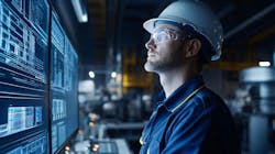 Industrial engineer viewing operational data Industrial engineer viewing operational data