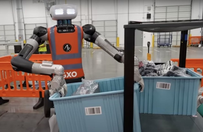 Agility Robotics' Digit working at GXO Logistics facility in Flowery Branch, Ga.