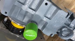 The Regal Rexnord Perceptive sensor on a motor. The Regal Rexnord Perceptive sensor on a motor.