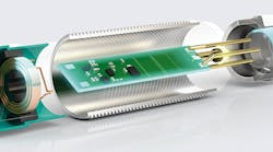 Cross-section view of an inductive sensor. Cross-section view of an inductive sensor.