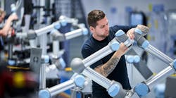 Teradyne Robotics' worker assembling a Universal Robot's cobot. Teradyne Robotics' worker assembling a Universal Robot's cobot.