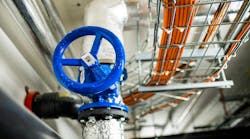 Water shutoff valve near industrial networking cables Water shutoff valve near industrial networking cables