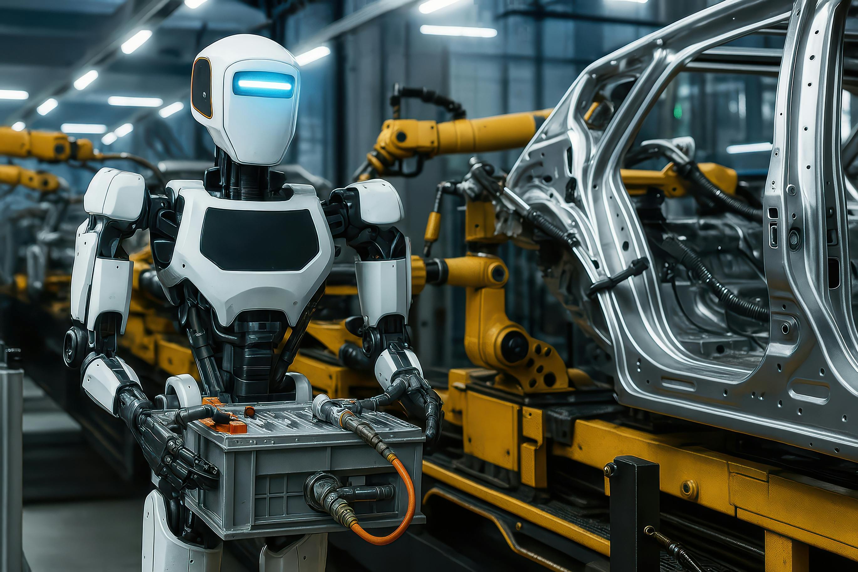 humanoid robot in automotive manufacturing facility